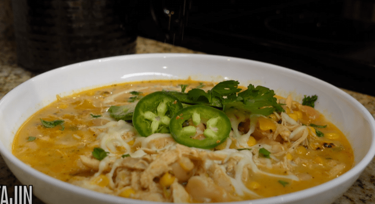 white chicken chili with salsa